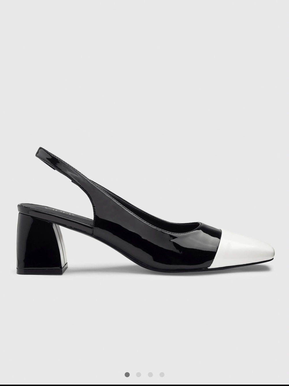 Cider Black and White Patent Slingback Block Heel